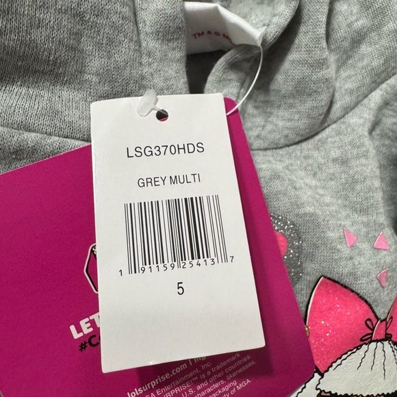 LOL Surprise Girls Hoodie Peplum Top Size 5T Gray Fierce Friends NWT - Picture 11 of 13